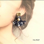 大人可愛い♡ツイードリボンフリンジピアス イヤリング