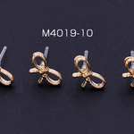 送料無料 20個 樹脂ピアス リボンB 7×11mm クリア/ゴールド【20ヶ】 M4019-10