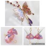 専用  桜を纏った蝶  ネックレス&和柄傘ピアス