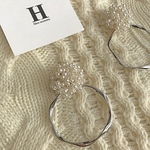 小ぶり刺繍パール×シルバーリングピアス／イヤリング