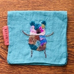 モザイク・ダーニング刺繍・ハーフハンカチ(ブルー)