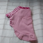 犬服袖付きワンピース(ピンク、ハート)