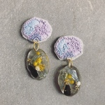 sky blue×yellow刺繍ピアス