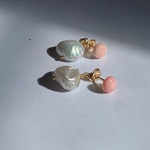 14kgf クィーンコンクシェル　カボションピアス