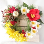 椿・水仙・蘭 新年の華やぎリース ★ラッピング無料★
