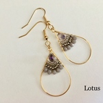 フープ ドロップ ピアス/イヤリング     グレー