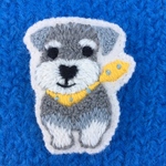 シュナウザー刺繍ブローチ