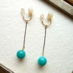 ロシアン アマゾナイト×ホワイトシェルノンホールピアス
