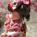 メルちゃんソランちゃん着物  薔薇、菊、桜花柄ピンク