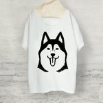 シベリアンハスキー　ドルマンTシャツ (ホワイト)