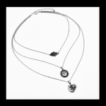 【Ethnic_triple chain ネックレス。】﻿シルバー 重ね付け チェーン ネックレス ロング エスニック  宗教 梵字 太陽 アジアン 