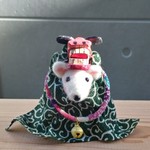 ねずみと獅子舞　置物　インテリア雑貨　羊毛フェルト　ちりめん　鼠　ネズミ　子年　お正月飾り