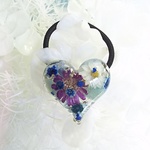  No. 110 お花のヘアゴム 天然石 水恋花 ハート レジン