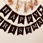 【クリスマス】シンプル ブラック♡HAPPY★CHRISTMAS! ガーランド❤︎壁飾り クリスマス パーティー　結婚式　ウェディング 12月 壁飾り クリスマス会 パーティー