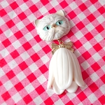 再販🌷ゆら猫のピンブローチ🌷レトロ♥白