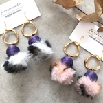 ゴールドリング×マーブルファーピアス/イヤリング 冬 レオパード 和