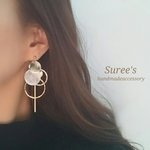 ホワイトシェル×メタルリングピアスorイヤリング