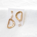 2pcs ピアスパーツ アシンメトリー ヴィンテージゴールド