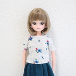 リカちゃん 服 ♡ 半袖ニット flower ♡ blue ♡ 