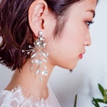 ブライダル ウェディング 結婚式 パーティー 卒業式 ブライダルピアス 小枝ピアス フラワー ビジュー リーフ e3