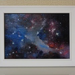 油絵原画『星と宇宙』　額縁付き