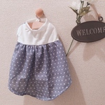 犬服 ハンドメイド デニム風星柄ふんわりワンピース