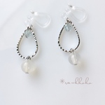 癒し♡ホワイトagate＊雫 ノンホールピアス