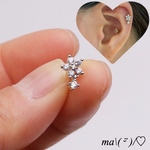 軟骨ピアス ジルコニアお花  1粒ストーン16G