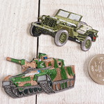 ワッペン のりもの 手芸 　ジープ　戦車　2枚セット