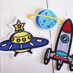 アイロンワッペン アップリケ のりもの　宇宙　ロケット　3枚