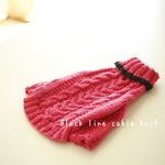 Black line cable knit (わんちゃんのセーター)