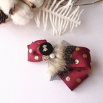 Polka dots Ribbon  ヘアクリップ ～MUSUBI～【レッド】