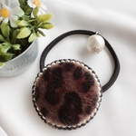 ビーズ刺繍ヘアゴム   レオパード ダークブラウン