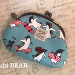 ペンギンのがま口ポーチ♪(水色)