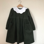 付け襟のワンピース110(ダークグリーン)