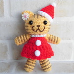 クリスマスキャット・ストラップ【サンタ衣装・トラ猫・女の子】