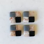 Grey Black Plaid Square Cabochons