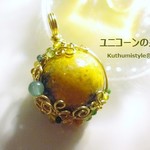 バンブルビージャスパー・スフィアペンダント（ワイヤージュエリー☆ワイヤーアクセサリー☆ワイヤーラッピング天然石ネックレス）