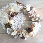 クリスマスリース(25cm)＊ショコラブラウンのシャイニーX'mas＊ナチュラルリース