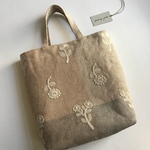 再販♪bonheur ベージュmixでマチ付きお散歩バッグ✨ ミナペルホネンの生地を使用して