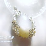 チョコレートムーンストーンペンダント（ワイヤージュエリー☆ワイヤーアクセサリー☆ワイヤーラッピング天然石ネックレス）
