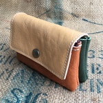 色合わせが可愛い２層のレザー財布/革の手作り財布/キャメル/Miru-cam×gre