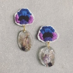 purple×flower刺繍ピアス