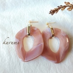 大ぶり⿻﻿マーブル❁ピアス＆イヤリング