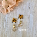 再販🖤一点物虎刺繍ピアス♡イヤリング