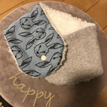 マフラーネックウォーマー うさぎ ブルー×メルトングレー