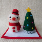 クリスマス飾り　雪だるまとツリー