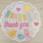 アルバムデコレーション素材  thank you & birds  ピンク F