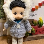 オビツ11、ねんどろいど、オビツろいどサイズ ボアつきフードコート     グレー
