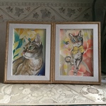 絹に描く猫似顔絵イメージアート　コータローくん　2L 